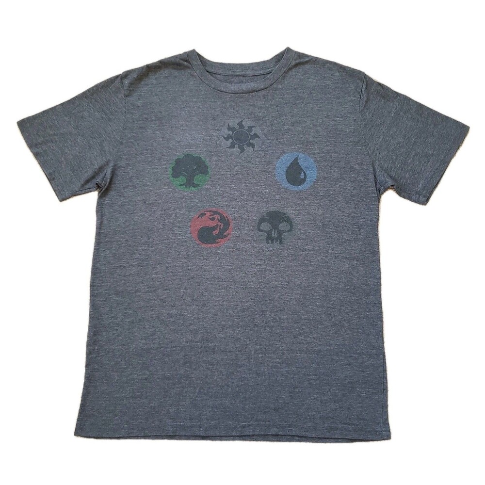 Magic The Gathering Elements Size Small Mens Weathered Grey T-Shirt MTG Mana